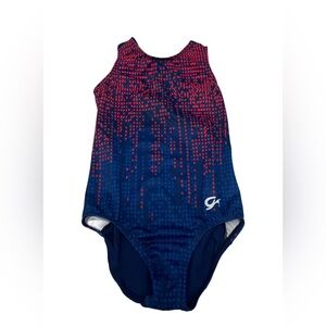 GK Elite Leotard  Girl Gymnastics Dance  Blue Red Print